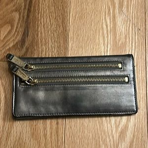 Cole Haan Gunmetal Gray Double Zip Wallet
